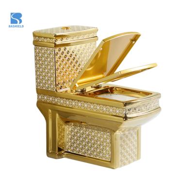 China Double-Flux Sanitary Ware Luxury Ceramic Color Golden Toilet Bowl Seat for sale