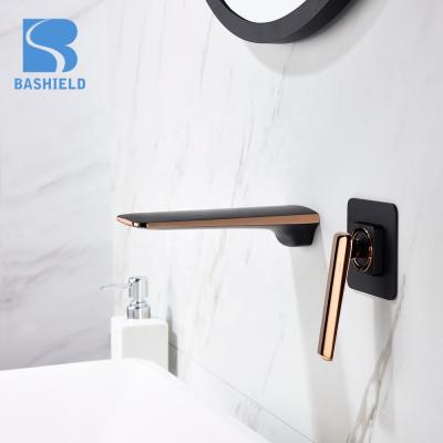 China Factory Hot Selling 2 Hole Wall Mounted Gold Metered Matte Basin Faucet Faucets for sale