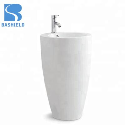 China High Tempreture Ceramic Luxury Design Round Shape Bathroom Ceramic Pedestal One Piece Sink C-133 for sale