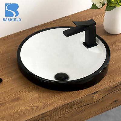 China Modern Ceramic Round Semi Recessed Commercial Bathroom Sink for sale