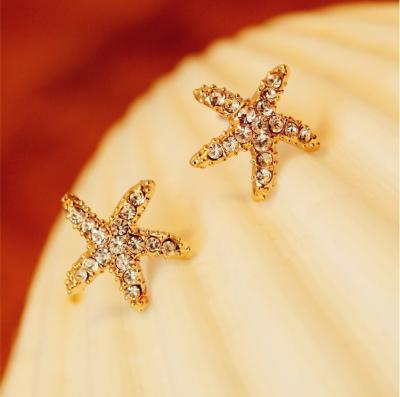 China Fashion women golden color fish star metal stud earring for sale