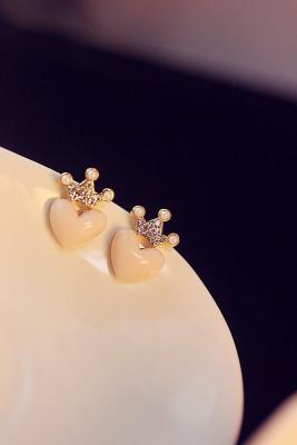 China Fashion women crown stud earring diamond accented for sale