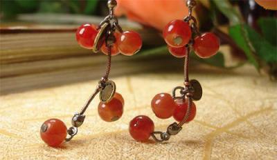 China Fashion women jewelry red beads drop&dangle earring with accessories for sale