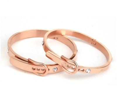 China Fashion women jewelry titanium steel bangles rose gold plated clip-on bangle for sale