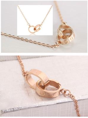 China Fashion women jewelry titanium steel pendant necklace rose gold plated rings necklace for sale