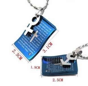 China Fashion couple jewelry stainless steel pendant necklace couple necklaces bible necklace for sale