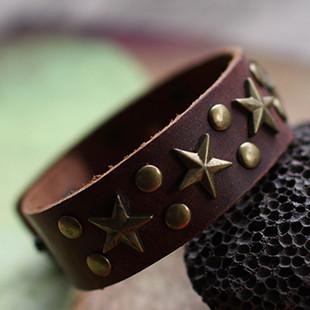 China Vintage Fashion woman Jewelry leather with copper rivet bracelet wholesale low MOQ UB1002 for sale