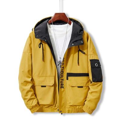 China Breathable Mens Sportswear Hood Trend Versatile Jacket With Custom Letter Pattern Pocket for sale