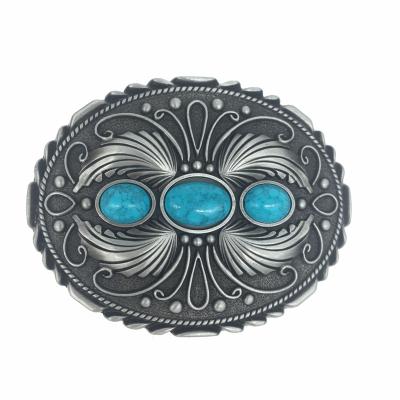 China Eco-Friend Wholesale Antique Silver Blue Rhinestone Metal Custom Belt Buckle for sale