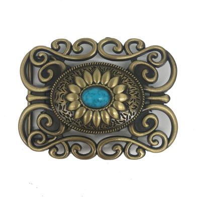 China cheap Eco-friend antique brass brushed western belt buckle with rhinestone for sale