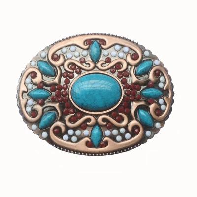 China high quality Eco-friend 40mm round western cowboy belt buckle with rhinestone hebillas for sale