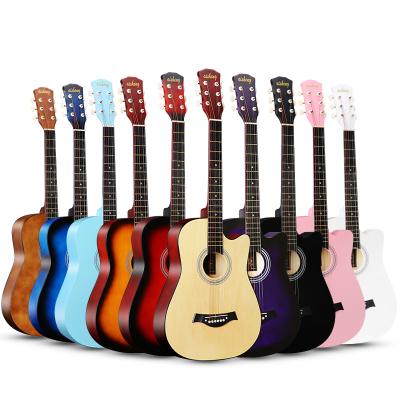 China Wholesale Cutway Acoustic Guitar 38 Inch Plastic Basswood Guitar for sale