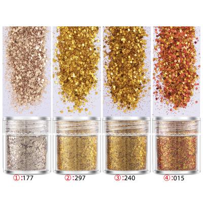 China Non-Toxic Wholesale Bulk Used School Factory Popular Eco-friendly PET Gold Glitter Printing Powder For Christmas Art Gift Decoration for sale