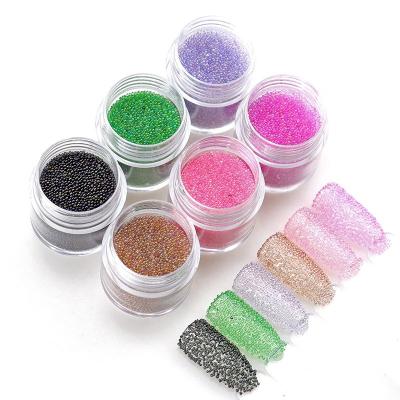 China Nail Art Glass Crystal 3d Finger Nail Caviar Beads Rose Gold Silver Micro Mini Caviar Nail Art Manicure Decorations Jewelry Tip Nails Design for sale