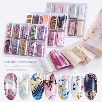 China Wholesale Brand Logo Finger Nail Art Star Transfer Paper Set Gold Silk Ribbon Foil Net Glitter Nail Luxury Stickers Nail Foil for sale