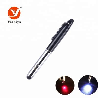 China Luxury 3 In 1 Aluminum Foil Light Up Laser Metal Pen With Custom Logo Stylus Ballpoint Pen for sale