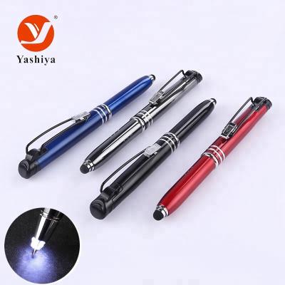 China Promotional Pen LED Light Multifunctional Ballpoint Pen With Stylus And Gift Pens With Custom Logo for sale