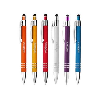 China Pen School Supplies Soft Touch Ballpoint Pen And Touch Screen Promotional Ballpoint Pens for sale