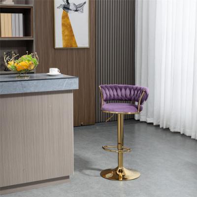 China COOLMORE Modern Warm Multicolor Minimalist Nordic Velvet Stool Bar Chair Rotating Modern Metal Strap Footstool for sale