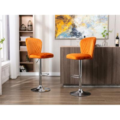 China COOLMORE Modern Bar Stools Set of 2 Bar Stool Bistro Stools with Back Polyester Fabric Height-Adjustable Seat Swivel Steel for sale