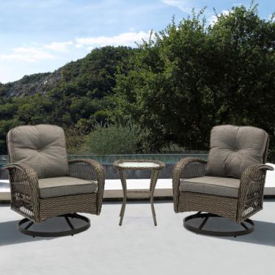 China COOLMORE Modern Outdoor Furniture 3 Piece Rattan Wicker Balcony Set Outdoor Furniture All Weather Patio Set for sale