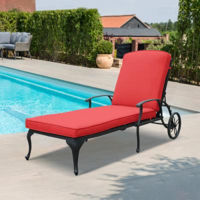 China COOLMORE Modern Outdoor Wheel Beach Sun Sofa Outdoor Cast Aluminum Convertible Lounge for sale