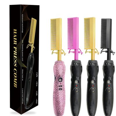 China Home Wholesale Private Label Titanium Hair Straightener Electric Hot Comb for sale