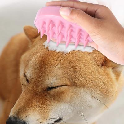 China Waterproof 2021 Pink Dog Hair Scalp Brush Dog Silicone Hair Scalp Massager Manual Shampoo Brush for sale