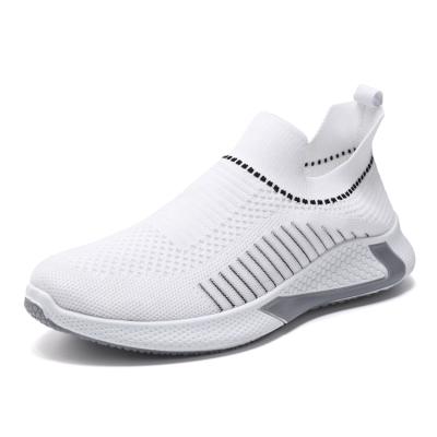 China WALKING SHOES LINER manufactures wholesale white color sport shoes men slip on breathable sneakers for sale