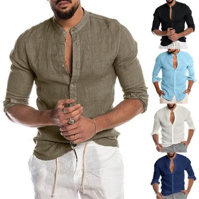 China Breathable Vacuum Spring Washed Solid Color Fashion Long Sleeve Casual Dress Men's Work Shirts Men for sale