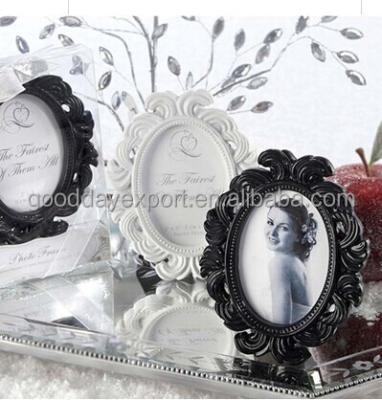 China Black Resin Polyresin Oval Shape Whitie Photo Frame for sale