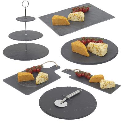 China Party Viable Hot Selling Home Style Serving Tray Black Dish Slate Plate For Food for sale