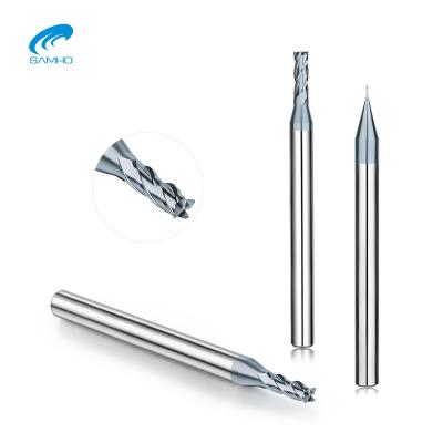 China SAMHO Tungsten Carbide Copper Tungsten Carbide Cut 4 Flutes Neck Square End Mill Milling Cutter Solid Carbide Long for sale