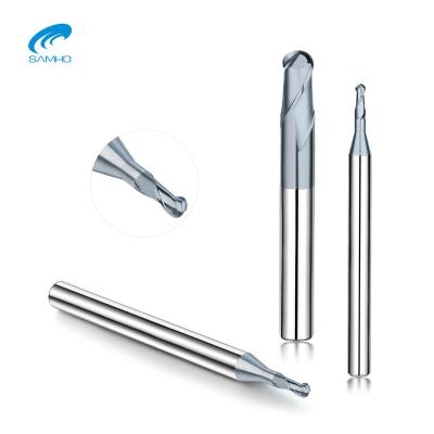 China SAMHO Tungsten Carbide CNC Cutter 2 Flutes Neck Ball Nose Mill Tools Long For Tungsten Copper for sale