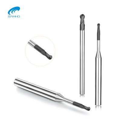 China SAMHO Tungsten Carbide Carbide Neck Ball Nose Long Solid End Mill 2 Flutes Tungsten Steel End Cutter For Home Appliances for sale