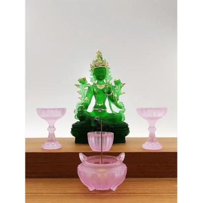 China Home Decoration Hot Sale Exquisite Candle Jar Religion Ornaments Table Top Decor Lotus Design Incense Burner Gift Box for sale