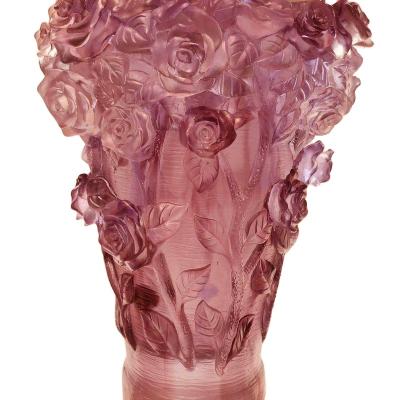 China Liuli Rose Traditional Luxury Hot Sale Nordic Design Centerpiece Clear Glass Table Flower Vase Large for sale