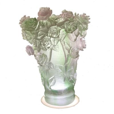 China Art Decor OEM ODM Liuli Clear Color Crafts Luxury Nordic Glass And Crystal Rose Vase For Home Decoration for sale