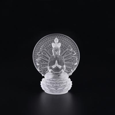 China China Competitive Price Liuli Bodhisattva Crystal Thousand Hands Guanyin Buddha Statue for Home Decor and Garden for sale