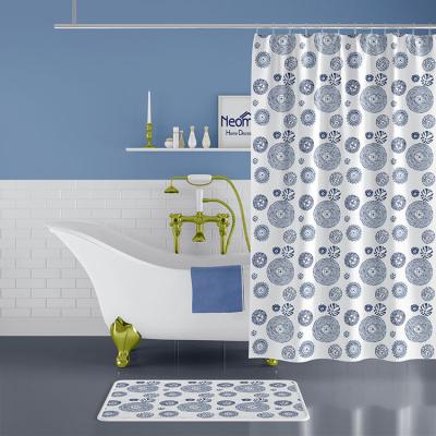 China New Fashionable Style Figure Number Diy Digital Prinet Polyester Shower Curtain Waterproof Wholesale Waterproof Printed Bathroom Curtain for sale