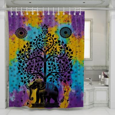 China Customized Viable Sizes Durable Bathroom Bathtub Polyester Digital Printing Water Proof Shower Curtain for sale