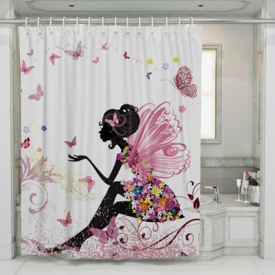 China Customized Viable Sizes Durable Bathroom Bathtub Polyester Digital Printing Water Proof Shower Curtain for sale