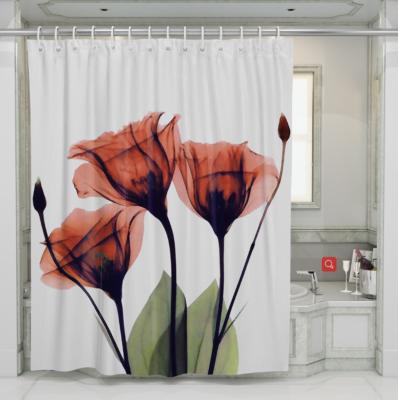 China Customized Viable Sizes Durable Bathroom Bathtub Polyester Digital Printing Water Proof Shower Curtain for sale