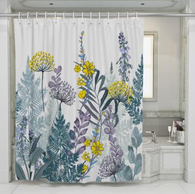 China Customized Viable Sizes Durable Bathroom Bathtub Polyester Digital Printing Water Proof Shower Curtain for sale