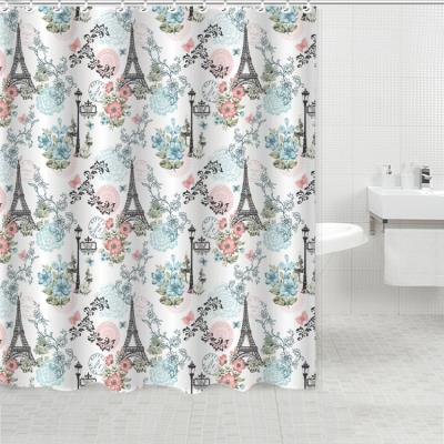 China Hotel Quality Sustainable Hot Selling Water Proof White Polyester Fabric Shower Curtain Liner Bathroom Shower Curtains for sale