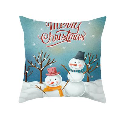 China Christmas Cartoon Pattern Anti-Static Pillow Case Living Room Bedroom Sofa Pillow Peach Skin Printing Sit Cushion Custom Cover for sale