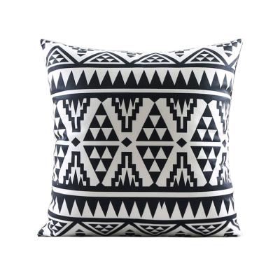 China Wholesale Custom Geometric Boho Anti-static Black and White Print Sofa Pillows Cushion Cover for sale