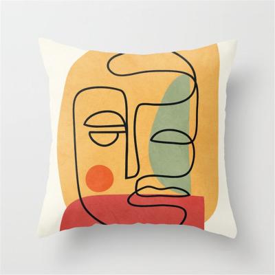 China Custom Printed Anti-static Popular Creative Funny Shape Face Color Amazon Morandi Sublimation Cushion Tile Cover Cushion Cover for sale