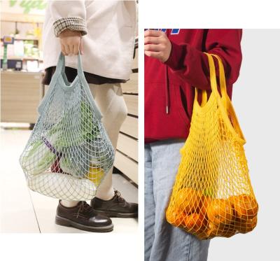 China Factory Folding Stock Can Customized Logo And Label Cotton Mesh Fruit Shopping Bag for sale