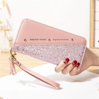 China Waterproof Fashion Patchwork Glitter Sequined Wallet For Female Girls Gifts Wholeale Long PU Wallets Women Wallet Leather Coin Purse for sale